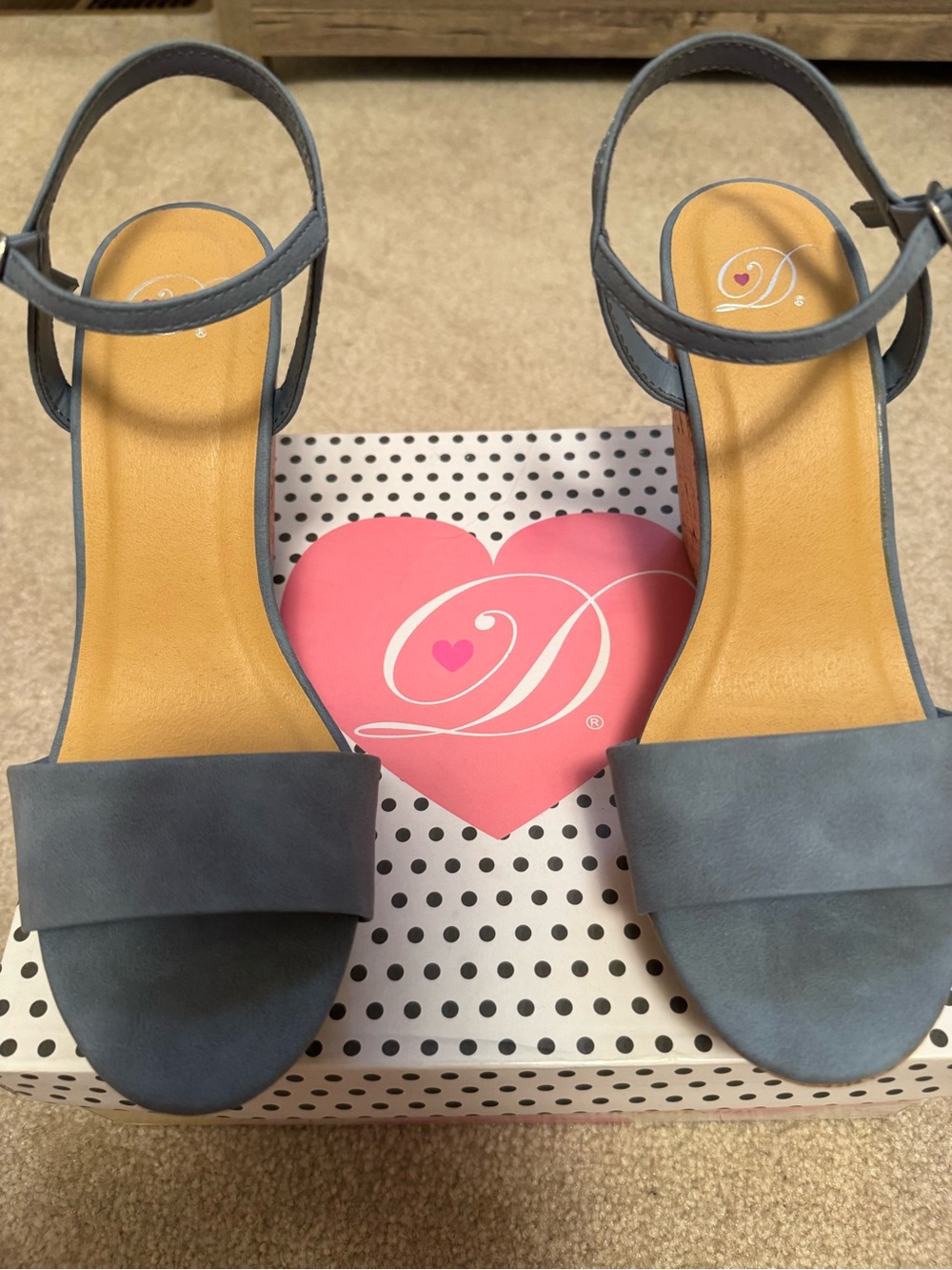 Dollhouse Slate Blue Suede Ankle-Strap Block Heels
